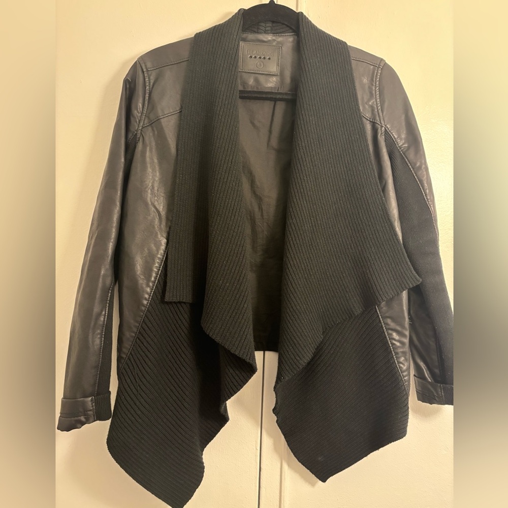 BLANK NYC faux leather sweater jacket - size small